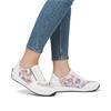 Rieker Laced Trainer With Side Zip - White Combi
